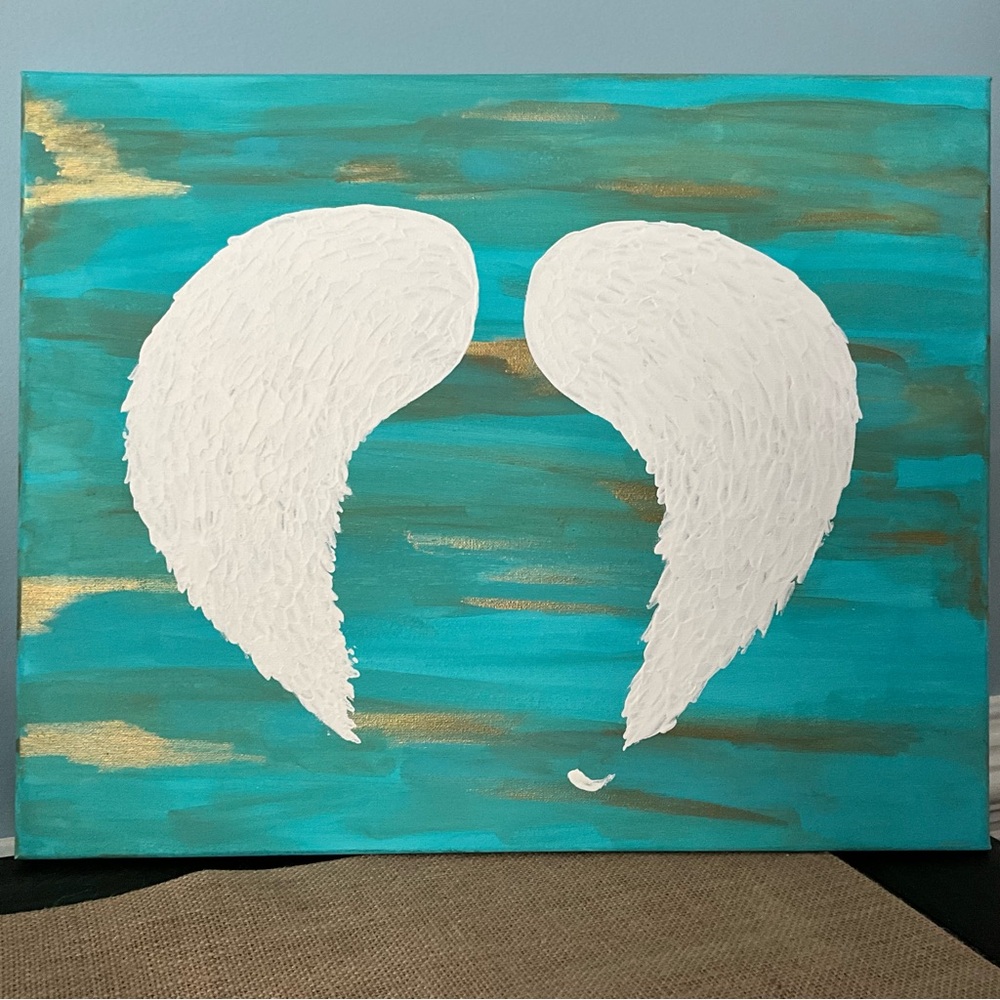 Angel Wings original art work/acrylic painting/20x12/wall hanging
